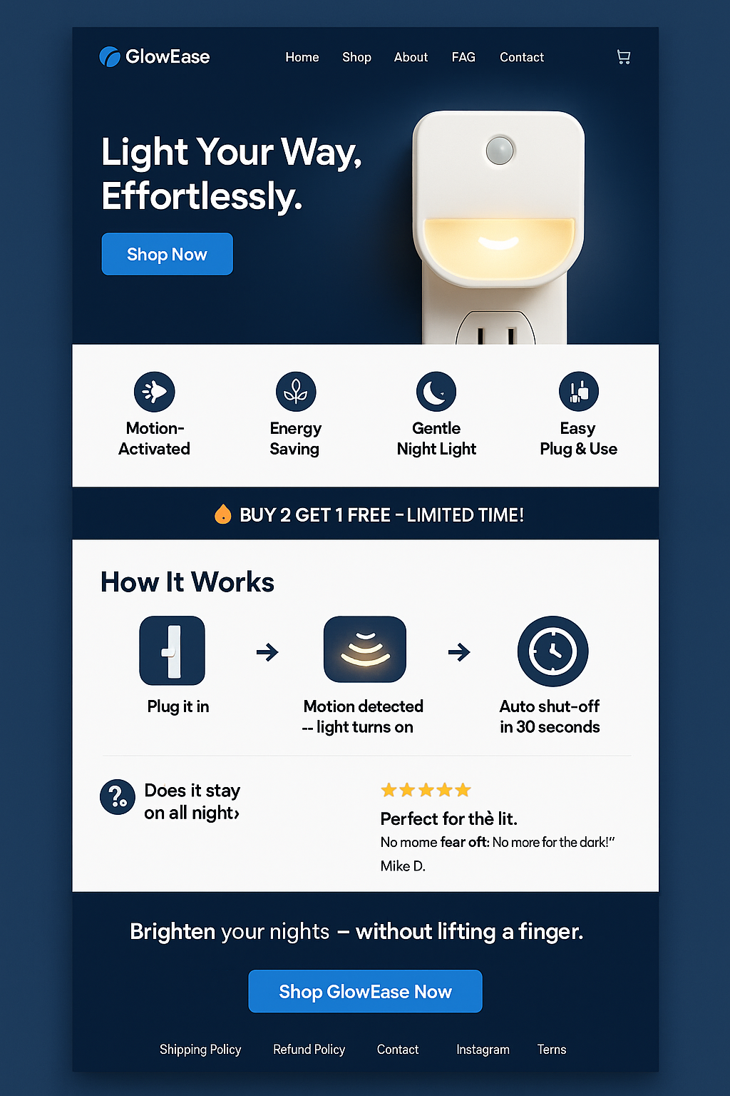 GlowEase™ – Motion-Activated LED Night Light